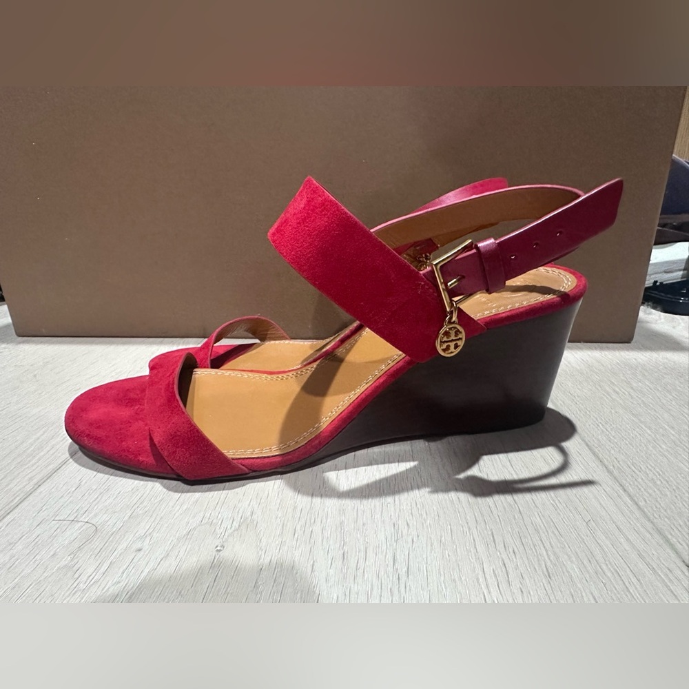 Tory burch Red Wedge Sandals